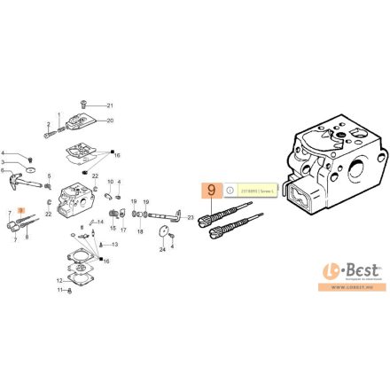 Csavar, karburátor állító csavar  "L"  941C
