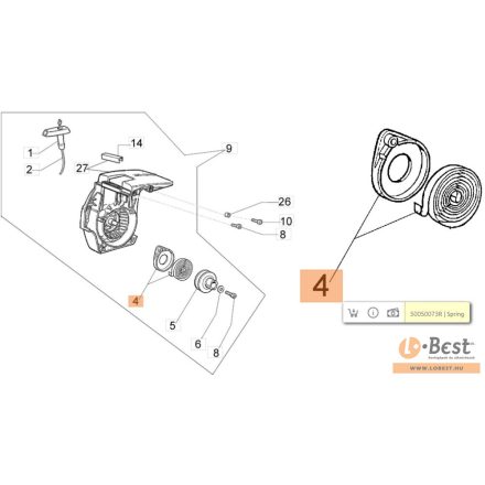 Indítórugó 936,937,940,941C-CX,947,952,GS350-C,GS410C-CX,GS440,GS371,411,451,GSTH 240