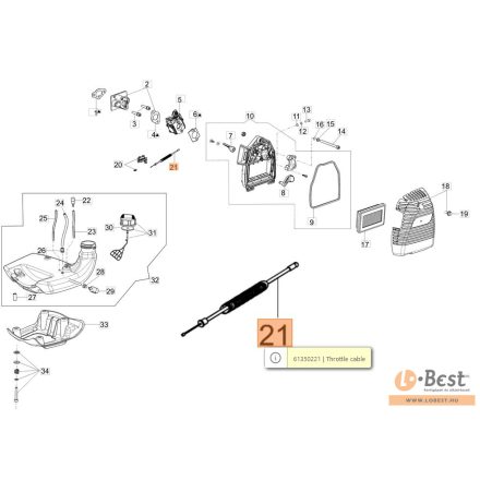 Gázbowden gázbovden BC 430 T (rövidebb)