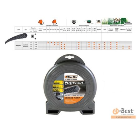 Oleomac Platin-Cut fűnyíró damil 2.7 mm x 57 m szögletes