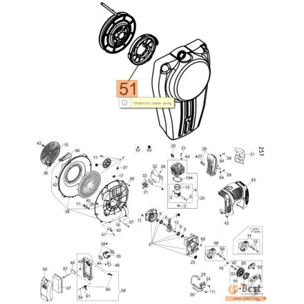 Indító rugó MB 90, MB 900, BV 900,BV 901, 