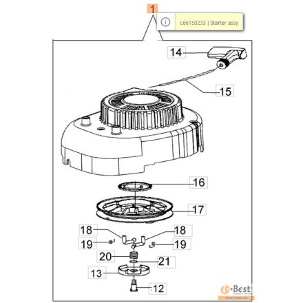 Indító szerkezet komplett K 500, K 600, K 650 motor