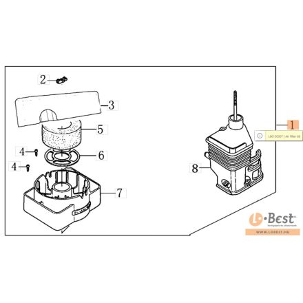 Légszűrő ház komplett vízszintes, olajtükrös, K 700H,K 800H-HC-HT EMAK® motor